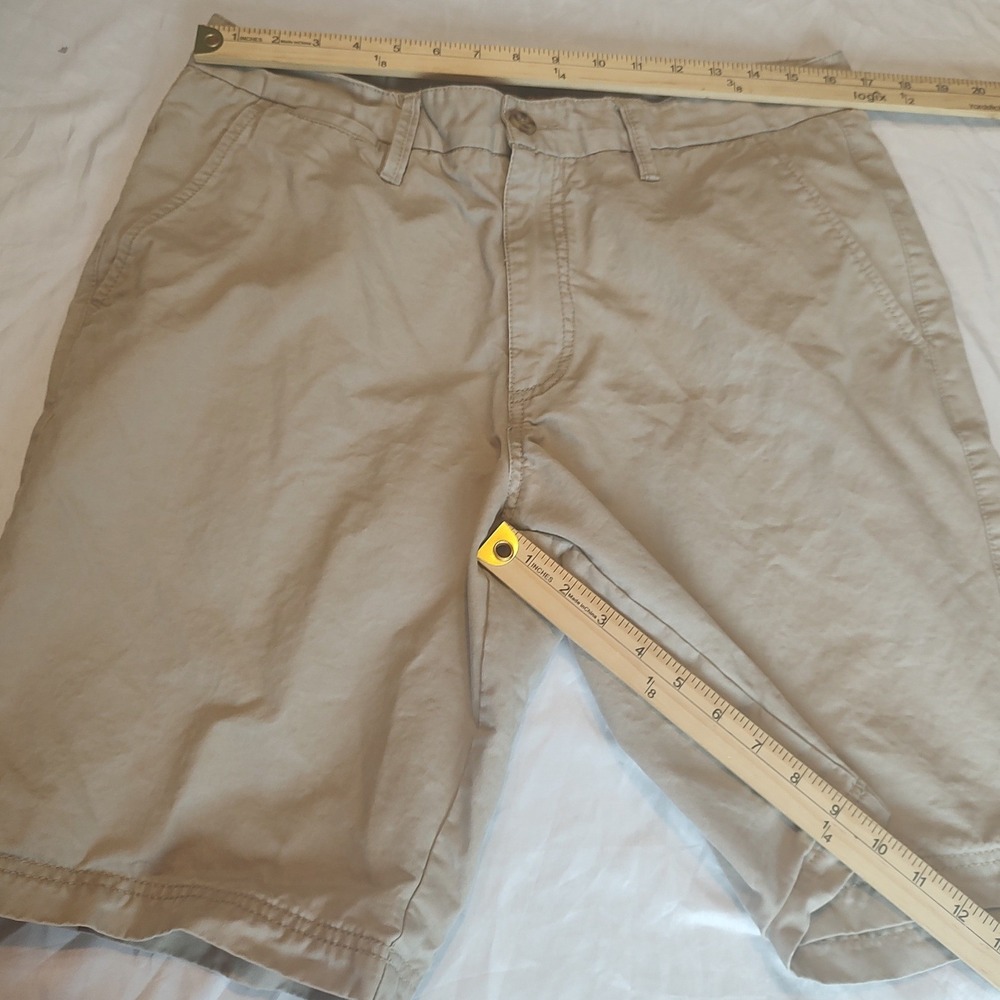 Boston Traders Chino Short Mens 36 Khaki Excellent Flat Front Cotton Blend 9.5in